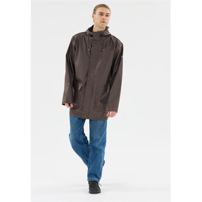 Regenjacke WEATHER REPORT "Torsten", Herren, Gr. M, braun, 100% Polyester, unifarben, lang, hoch geschlossener Ausschnitt, Jacken Regenjacke, mit verschweißten Nähten