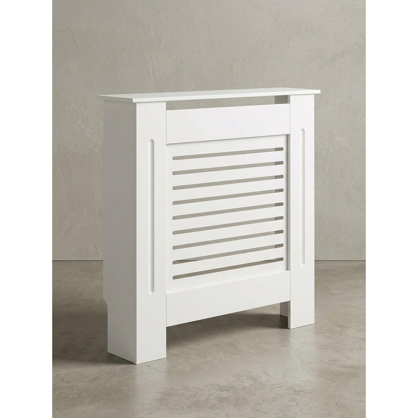 Heizkörperverkleidung MDF Weiß Rechteckig Lamellen 78x19x82