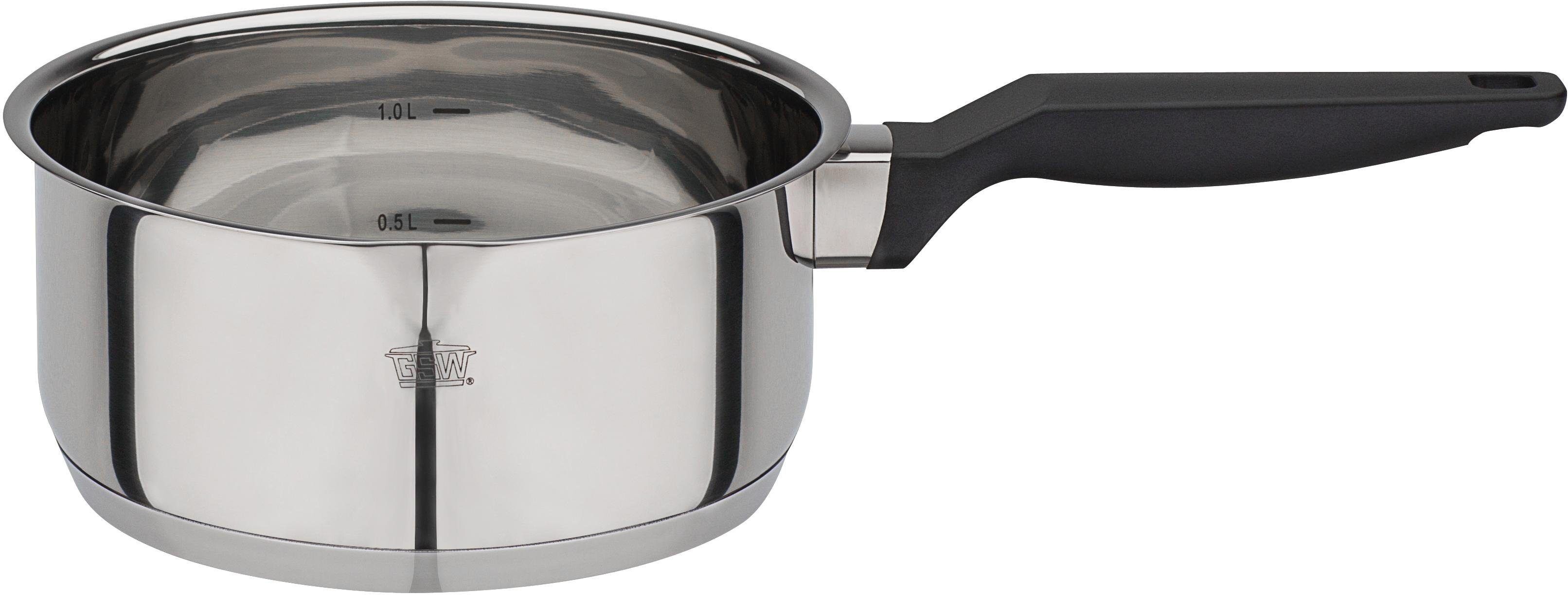 Kasserolle GSW "Como", silber (edelstahlfarben), H:7,5cm Ø:16cm, Töpfe, Kasserolle, Induktion