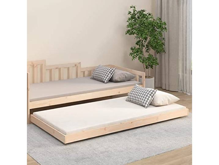 Massives Kiefernholz Bettgestell Schlichtes Design Stabil 100x200 cm Braun Massivholzbett ohne Matratze 100x200 cm Kiefernholz Bettgestell mit Rollen Lattenrost stabil Schlafzimmer Gästezimmer