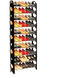 Grafner, Schuhschrank, 3er Set Schuhregal auf 10 Ebenen für 30 Paar Schuhe Schuhständer individuell aufstellbar (62 x 31 x 157 cm)
