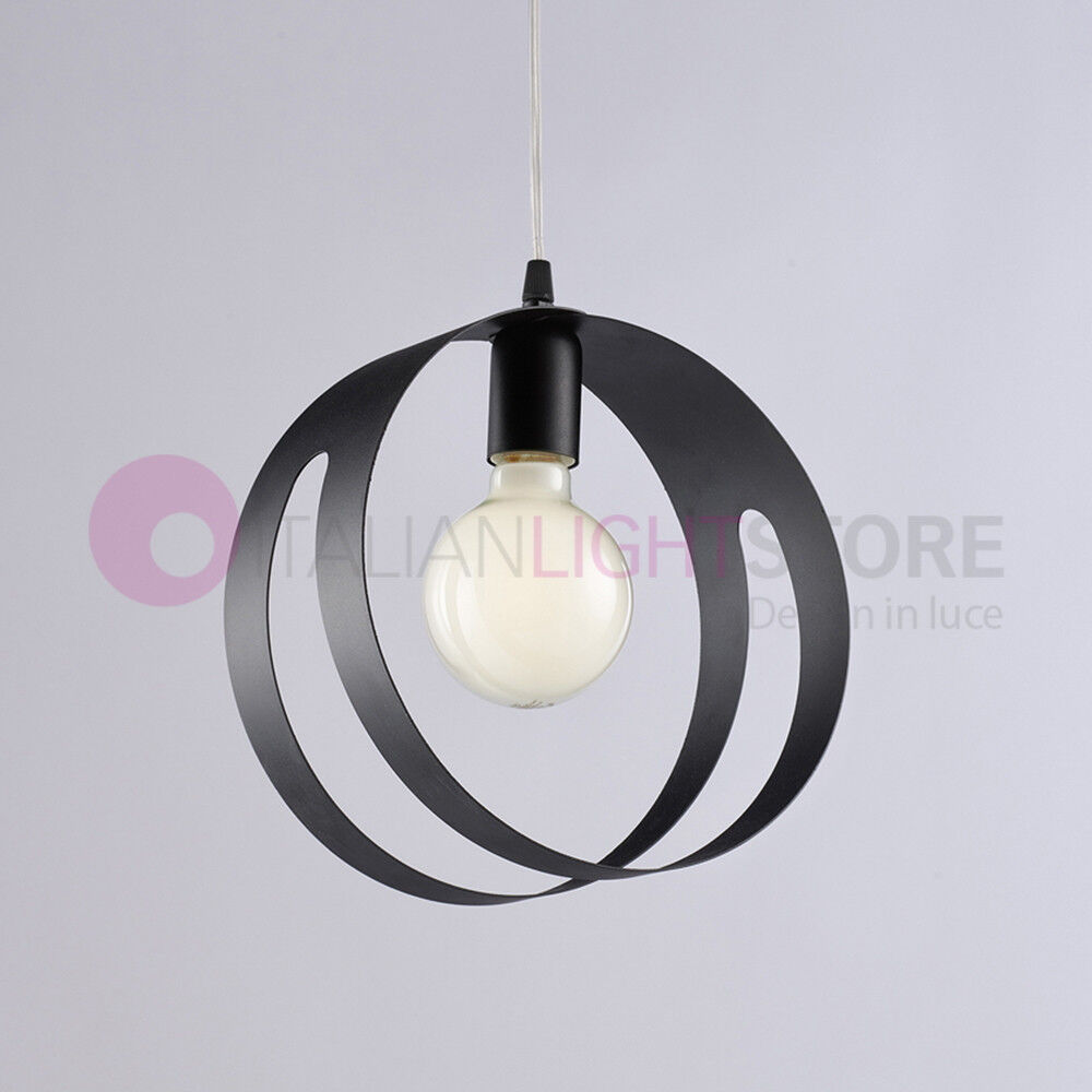 Rodi Sospensione Moderna Con Anello Metallo Nero D.20