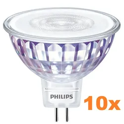 10er Sparset Philips GU5.3  CorePro LED Strahler MR16 36° Abstrahlwinkel 7W (50W) warmweiss Glas