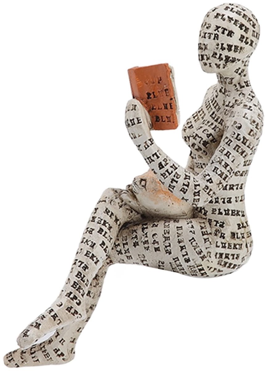 Allecto Lezend Vrouw Beeldje - Meerkleurige Abstracte Hars Sculptuur voor Decoratie
