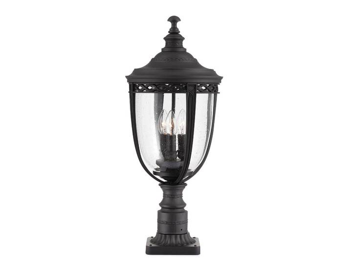 Elstead Lighting Sockelleuchte English Bridle, Schwarz, Metall, Glas, 63.8 cm, RoHS, Lampen & Leuchten, Außenbeleuchtung, Wegbeleuchtung, Sockelleuchten