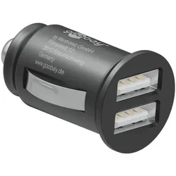 goobay KFZ-USB-Dual-Ladegerät (12/24 V) schwarz, 2.52x2.52x4.44 cm