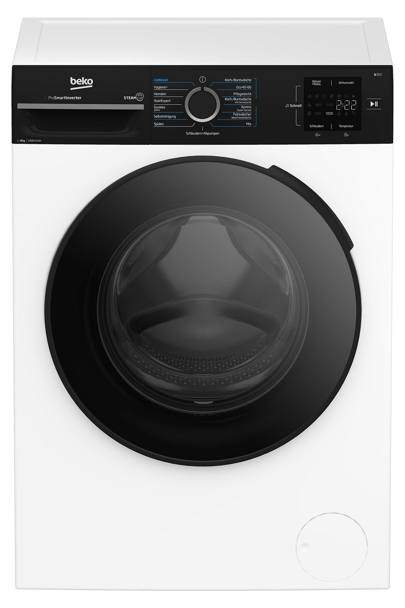 Beko BM3WFU3841R Waschmaschine 8 kg Zeitvorwahl SteamCure-Dampf AddXtra