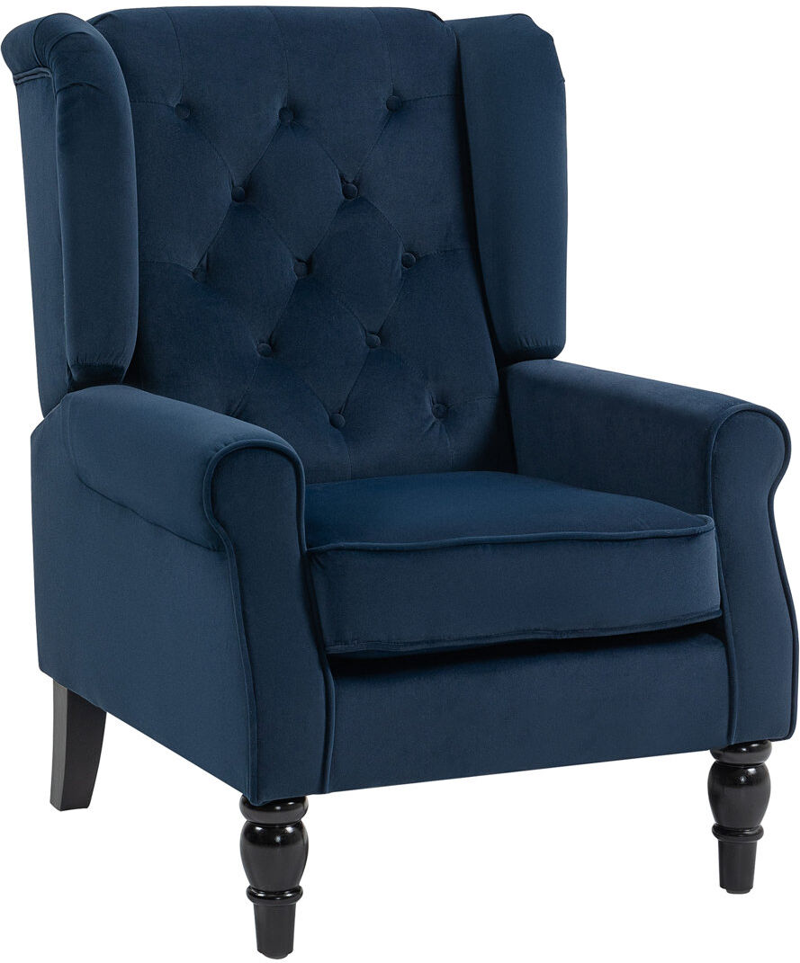 Marlow Home Co. HOMCOM Accent Armchair Home Furniture Retro Tufted Club Fabric Blue 102cm H X 74cm W X 86cm D