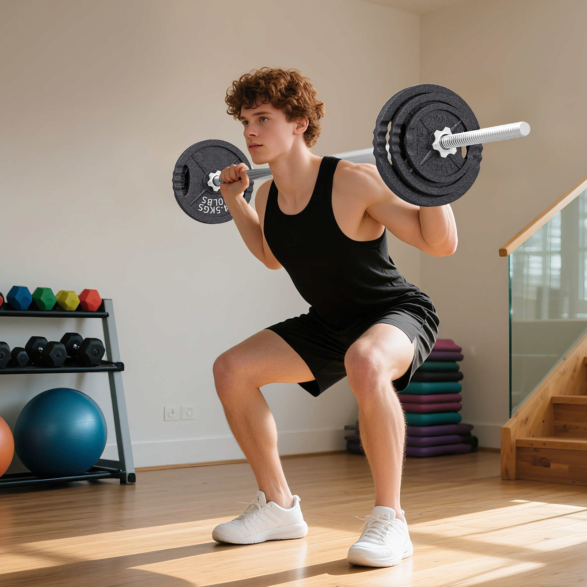 Sportnow Pesi per Palestra 2 in 1 da 42 kg con 14 Dischi, Bilanciere e Manubri, in Acciaio, 180x24x24 cm, Nero   Aosom Italy