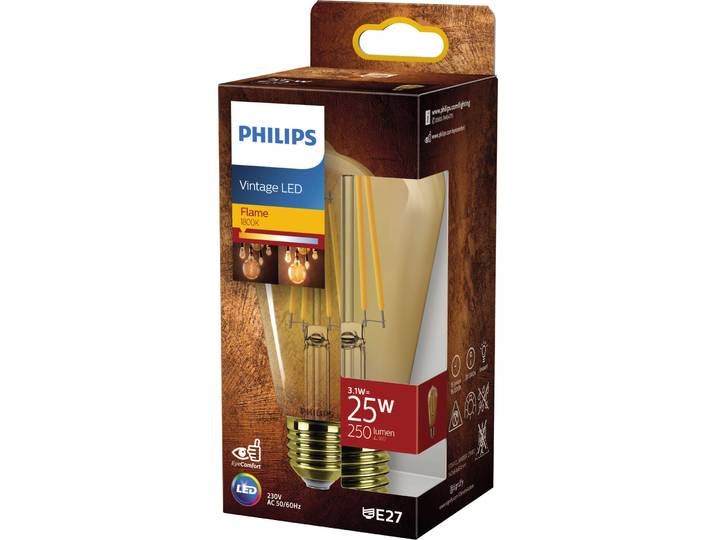 Leuchtmittel Philips Glas E27 3.1 W - Farbe: gold - LED - Lichtfarbe: Kerzenlicht- LED Leuchtmittel