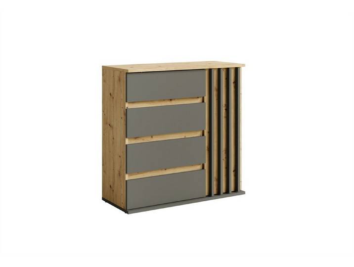 Masseno Kommode DALIA 80 cm Sideboard mit 4 Schubladen und 1 Türen Eiche Artisan