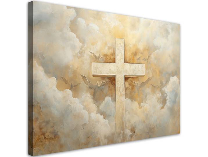 Feeby Leinwandbild Künstlerische und religiöse Werke 100x70cm, Beige, Religion/Spiritualität, Rechteckig, 100x70 cm, Bilder & Rahmen, Bilder, Leinwandbilder