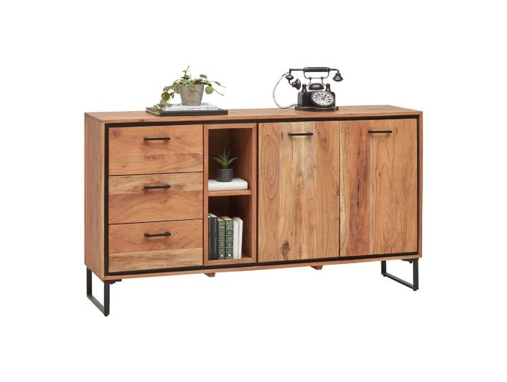 Sideboard Shiva Schwarz/Akaziefarben