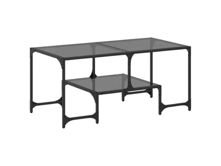 fsahslih Couchtisch mit Glasplatte Schwarz 98,5x50x45 cm Stahl Stilvoller Wohnzimmertisch mit getoenter Glasoberflaeche und starkem Stahlrahmen fuer Wohnzimmer und Lounge.
