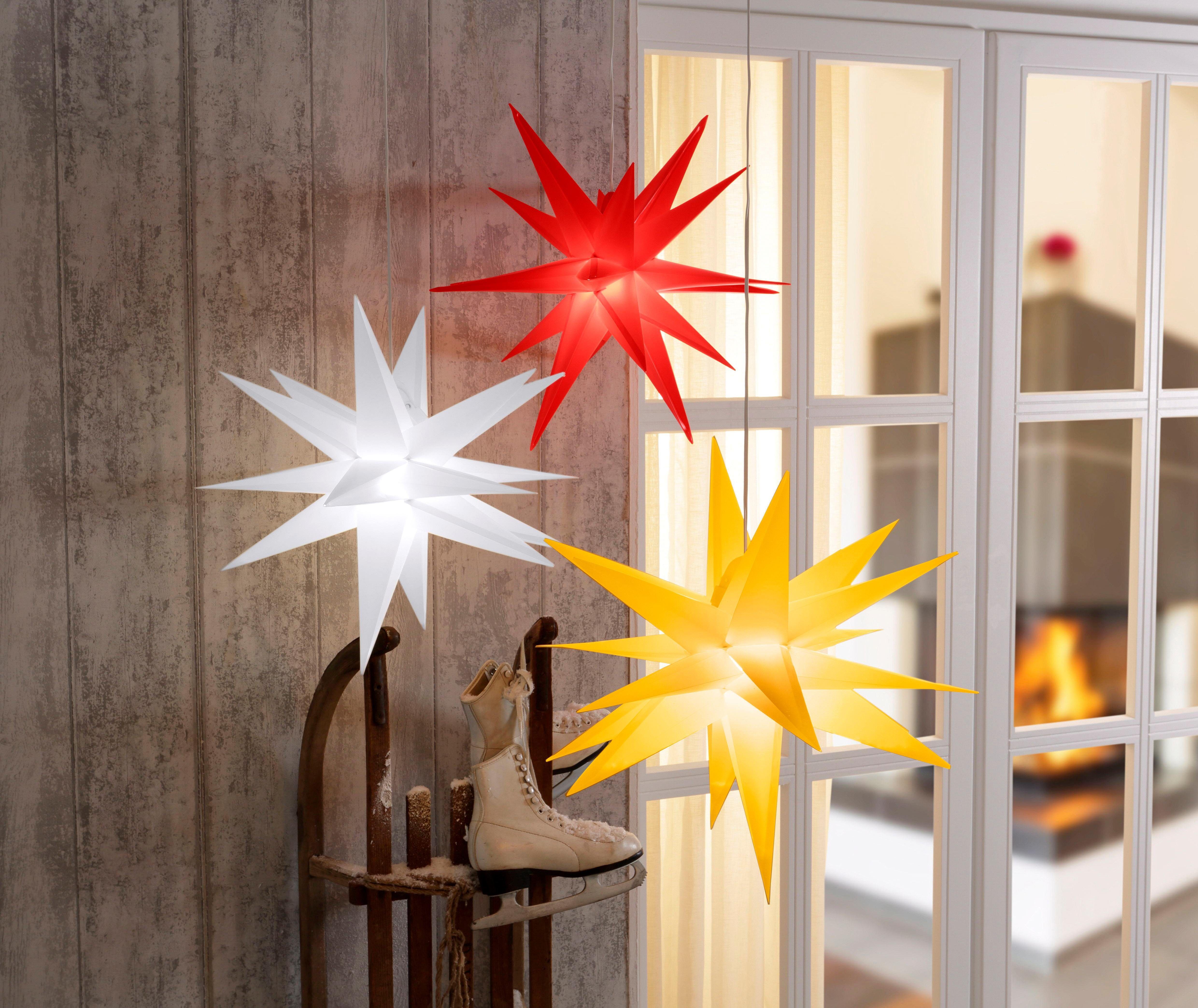 OTTO HOME LED Stern "Weihnachtsstern QUINNELL, 3D-Optik", weiß, Ø 57cm, Leuchten, Ø 57 cm, mit 6-Stunden-Timer, Weihnachtsdeko aussen