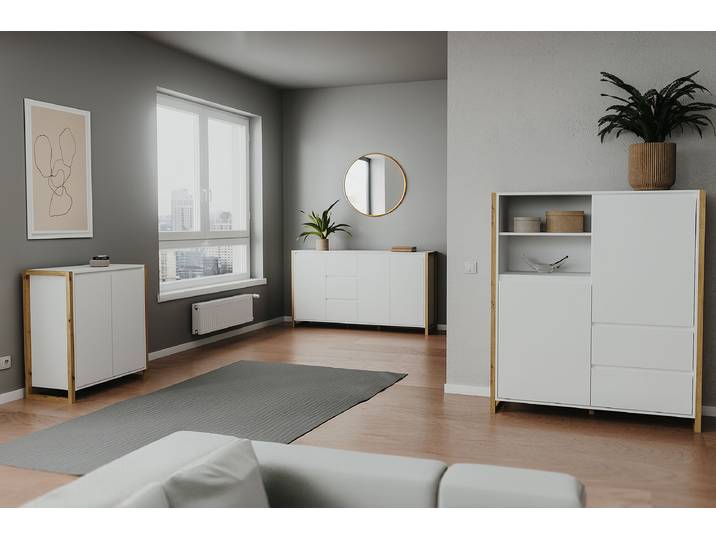 Sideboard Denville 160 x 88 x 40cm Weiß/Weiß
