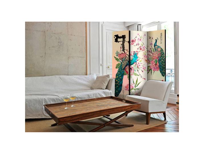 Paravent Peacock Love Polaire Beige 135 x 172 x 3cm 3 éléments