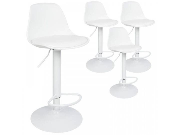Tabourets de Bar Lot de 4 - MIPAN - Chaises de bar avec Repose - Réglable en Hauteur - Pieds pivotant 360° - Blanc