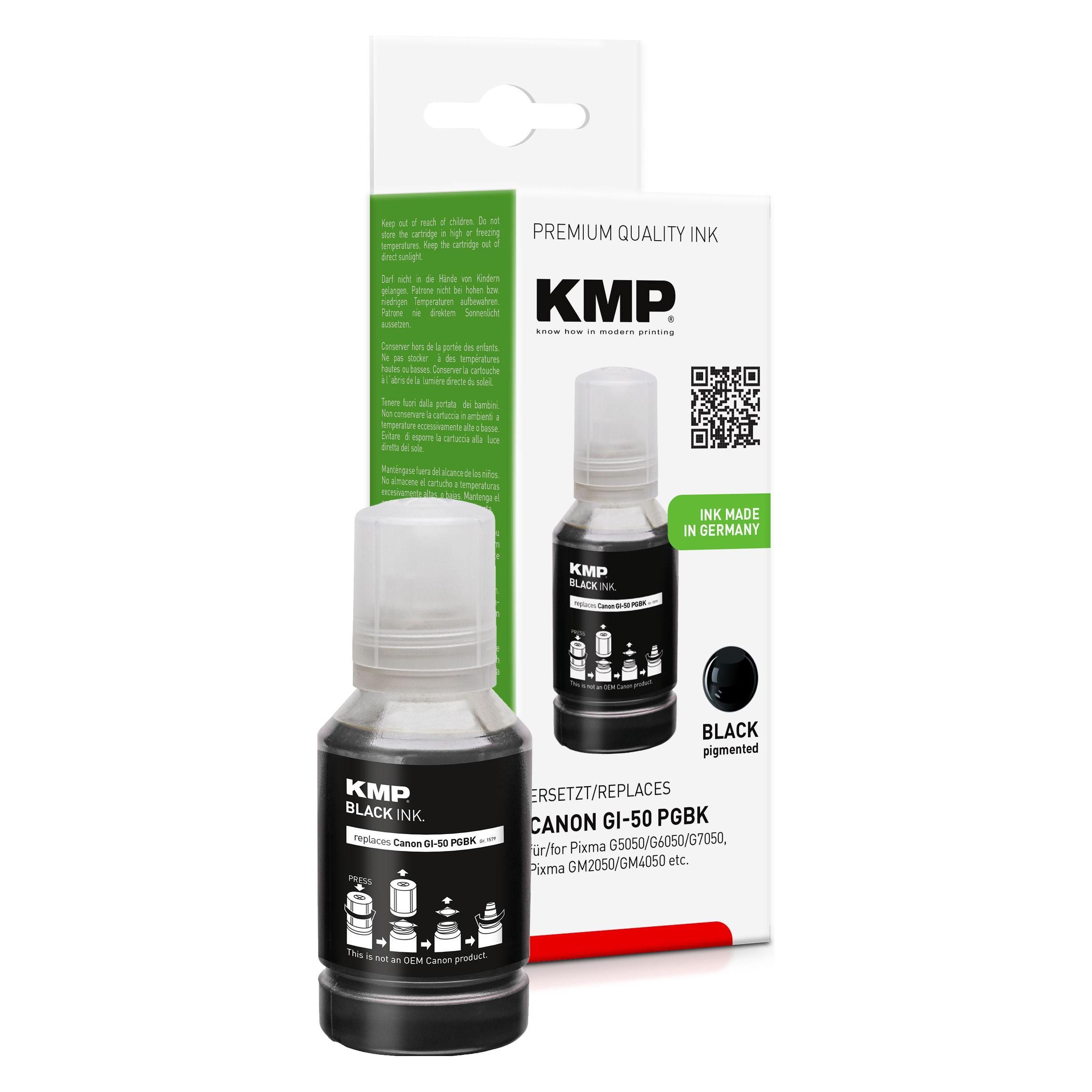 KMP schwarz Tintenflasche kompatibel zu Canon GI50PGBK (3386C001) (BK) (1579,1001)
