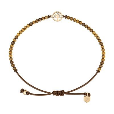 Armband FOSSIL "Sutton - Baum des Lebens", braun (gelbgoldfarben, braun, kristallweiß, kristallweiß), Armbänder, Damen, 21,6cm, Metall Polyester, Metall, Polyester, Armband, mit Glasstein - mit Acryl