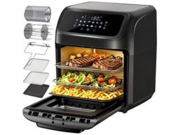 LLIVEKIT Friteuse à Air Chaud 12L (32P x 35l x 37H) Mini Four avec Écran LED Déshydratateur de Fruits 1800 Watts 12 Fonctions