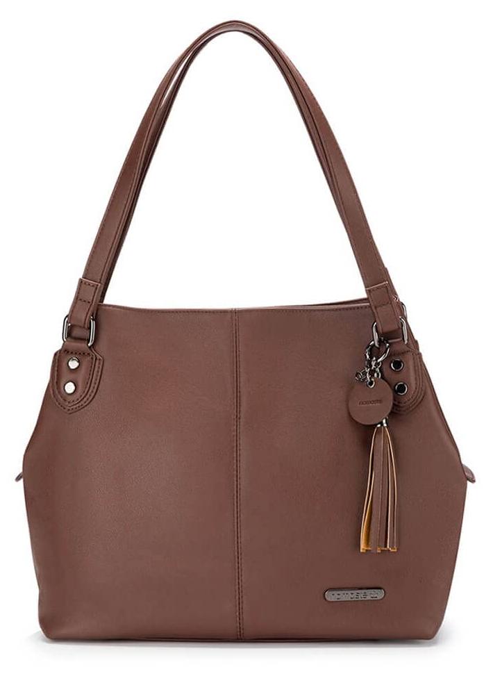 Schultertasche, vegan, braun, 30,5x43,2x15,2 cm, 8 Taschen