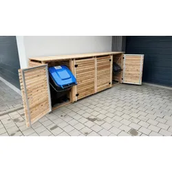 Erweiterungsmodul Mülltonnenbox Lärche – aus hochwertigem Lärchenholz, naturbelassen – rechteckige Abfallbox – für Mülltonnenverkleidung im Vorgarten