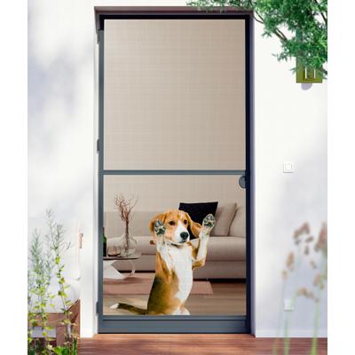Fliegengitter-Gewebe WINDHAGER "Pet-Protect mit Krallenschutz für Terrassen-, Balkontüren und Fenster", grau, B:120cm H:150cm, Insektenschutzgitter, Insektenschutz verstärkt für Haustiere, Katze, Hund, 110 x 220 cm