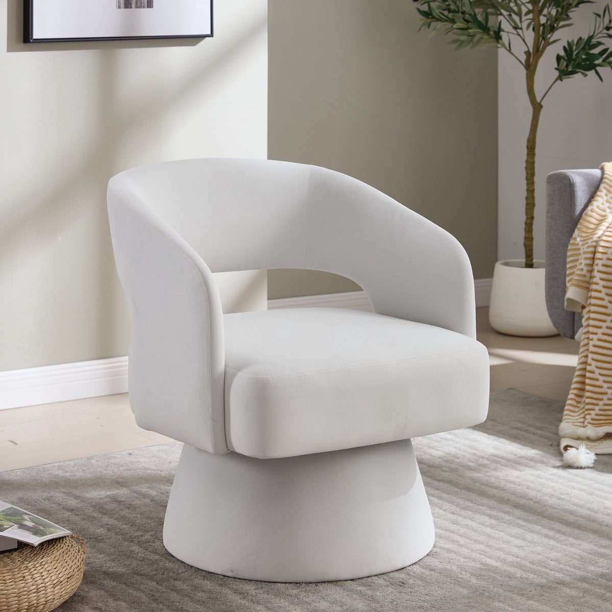 FloraGrace Fauteuil 1-Zits - 360 Graden Draaibaar - Chenille - Beige
