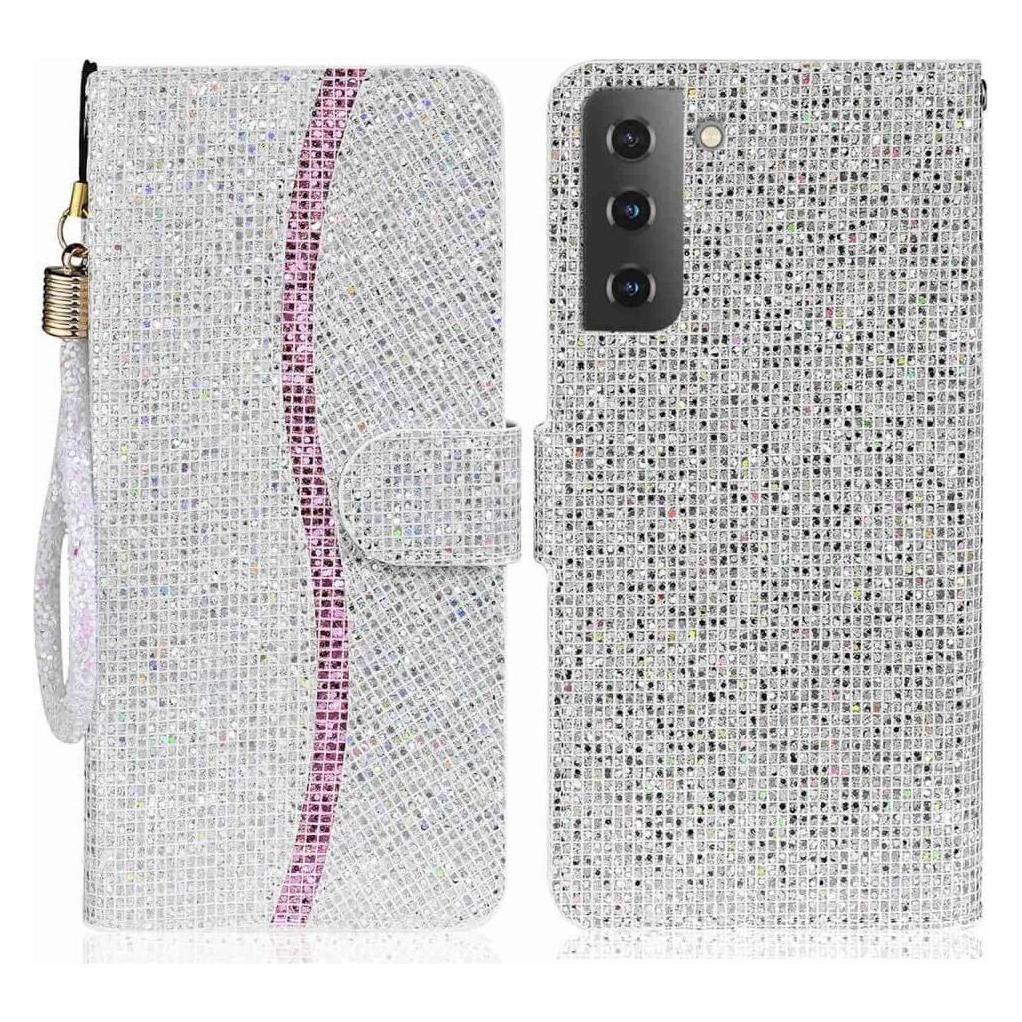 Cover-Discount Galaxy S23 - Glitter Leder Etui silber (Samsung Galaxy S23) (660117137D)