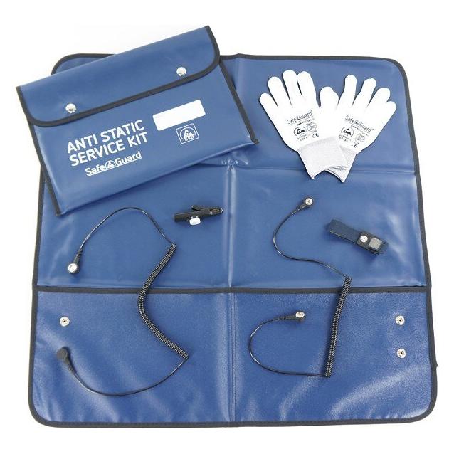 Safeguard ESD-Service Kit SWISS, Handschuhe, isolierte Krokoklemme, blau (Statikschutz) (SG-SKIT-BL-HS-KR-CH)