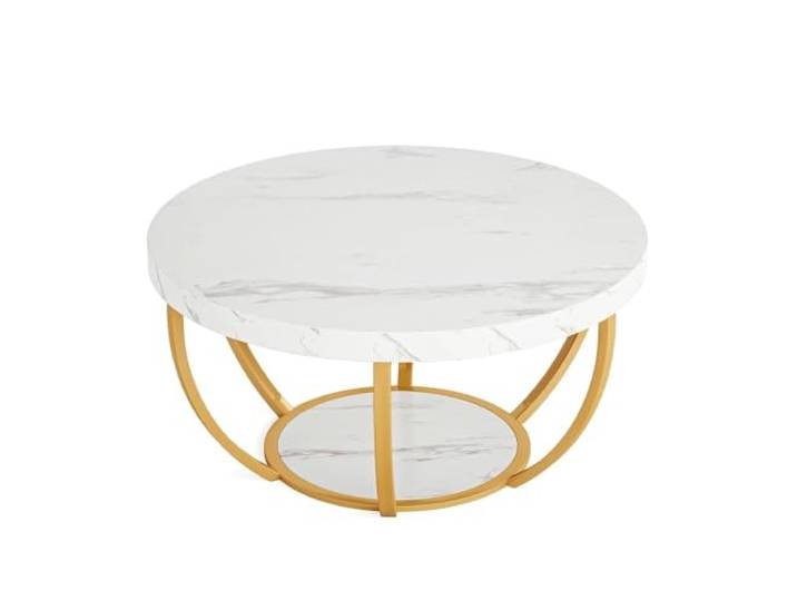 9bbhfJw4R Couchtisch im Landhausstil Sofa Beistelltisch Metallrahmen Massiv Rund for Büro Kaffeebar Kleiner Tisch