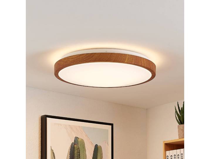 LED Deckenleuchte Mynte Lindby, Holz hell, für Wohn- / Esszimmer, Kunststoff, Modern