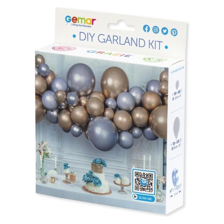 Gemar Ballon-Girlanden-Set, Do It Yourself, Shiny gold-silber (65x) (DIY-386)