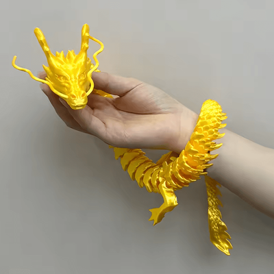 Inspire Curations 88CM Crystal Gem Articulated Dragon Articulated Dragon Fidget Toy 3D Printed Crystal Dragon Collectible shiny Gold 88cm