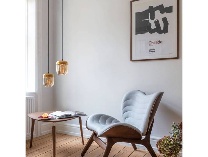Design hanglamp Acorn, dimbaar, crème / amber, Woon-/ Eetkamer, Glas, Design, hanglamp