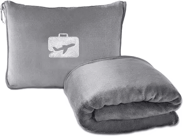 Inspire Curations Portable Folding Flannel Airplane Travel Blanket grey 01 50x60in (127x152cm