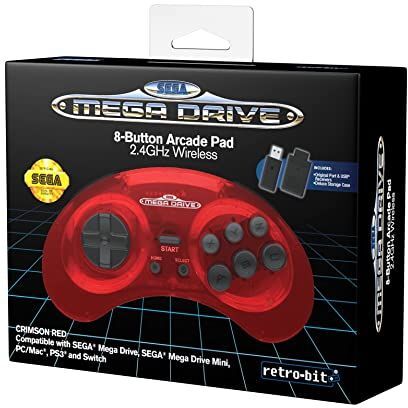 Retro-Bit SEGA MegaDrive 2.4G Langaton Ohjain Crimson Red PC/Mac, PS3, Switch