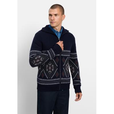 Strickjacke OLYMP "OLYMP Casual Strick, Strickjacke", Herren, Gr. 3XL, marine, 47% Baumwolle, 42% Wolle, 11% Polyamid, Strickjacken Strickjacke