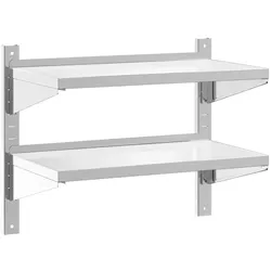 vidaXL Wandregal mit 2 Böden 75x40x60 cm Silbern Edelstahl