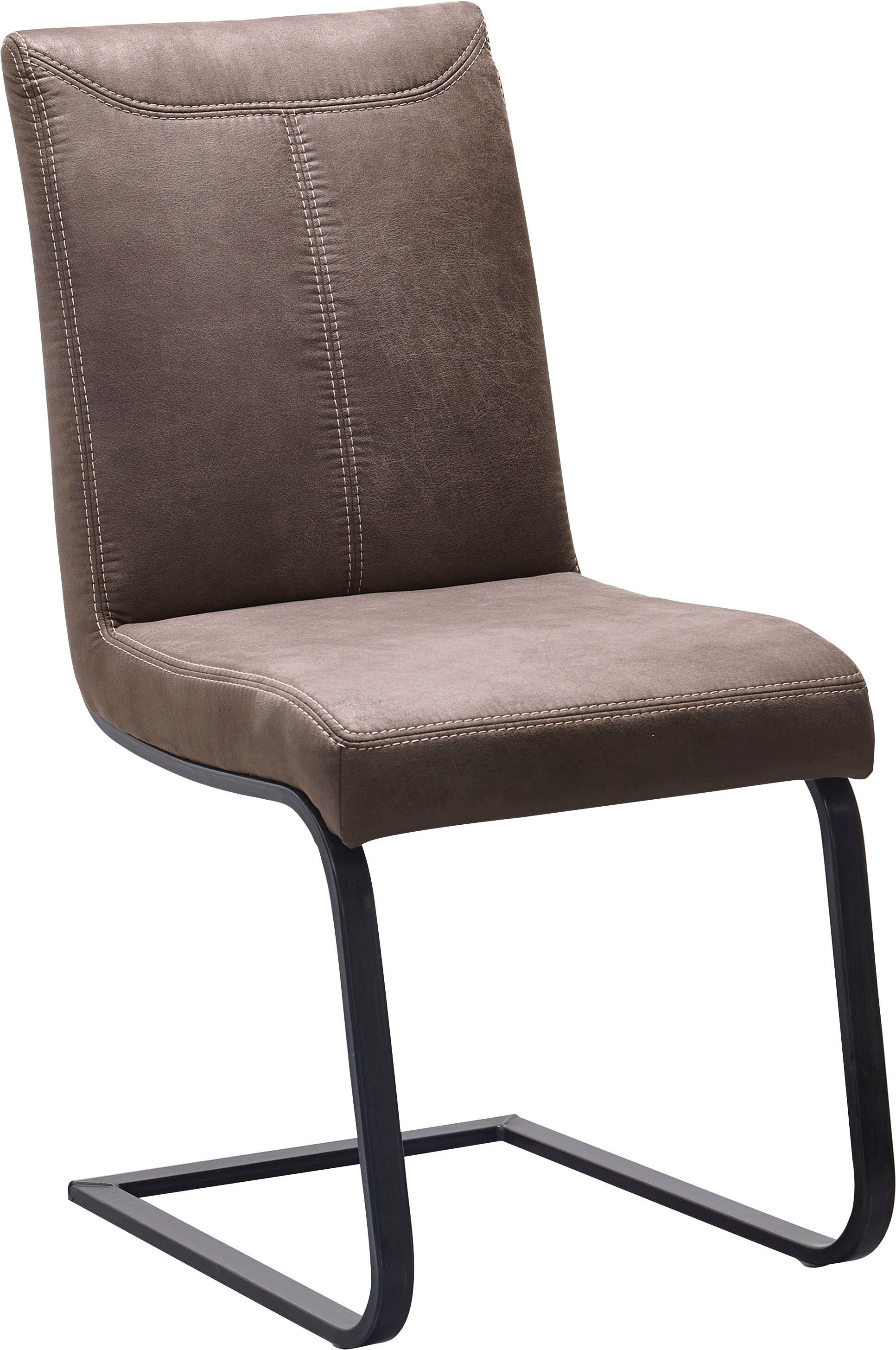 Freischwinger K+W KOMFORT & WOHNEN "Floyd", braun (braun 75, roheisen schwarz lackiert), B:47cm H:96cm T:62cm, 760: Microfaser, 100% Polyester, Stühle, Freischwinger, Kontrastnaht, Freischwingergestell aus Vierkantrohr Roheisen schwarz braun 75, roheisen 