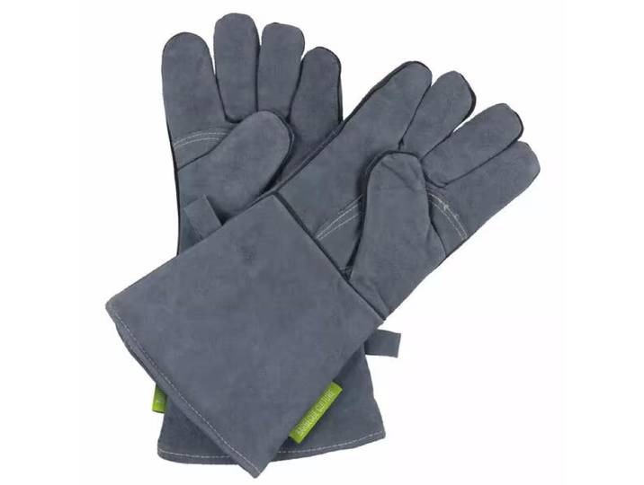 OUTDOORCHEF Lederhandschuhe M – Grillschürze/Grillhandschuhe – grau