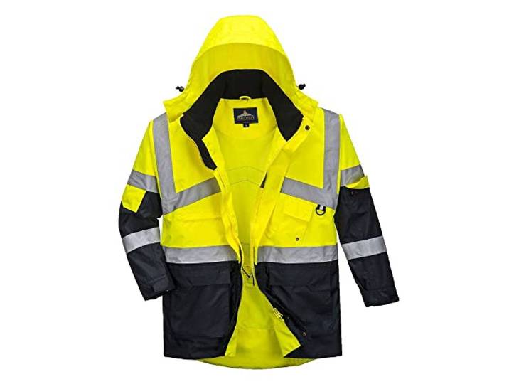 HI VIS Atmungsaktive Sicherheitsjacke Mantel Radio Loop D Ring Hohe Sichtbarkeit Arbeitskleidung