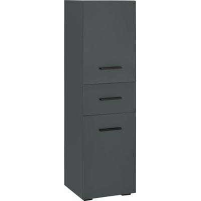 Midischrank WELLTIME "Skara", grau (anthrazit, anthrazit), B:38cm H:130cm T:35cm, Holzwerkstoff, Schränke, Midischrank, verstellbarer Einlegeböden hinter jeder Tür, Breite 38 cm, Höhe 130 cm