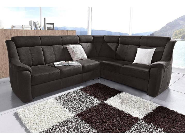 Ecksofa, Altara Nubuck, Schwarz, 261×211 cm, L-Form, Relaxfunktion, sit&more
