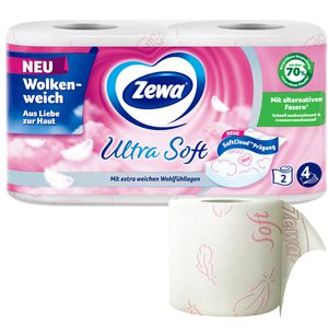 Zewa Toilettenpapier Ultra Soft, 4-lagig, Tissue, 150 Blatt, 2 Rollen