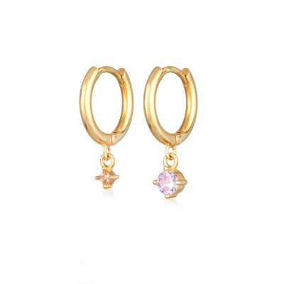 Paar Creolen ELLI "Ohrringe Creolen Damen Kristalle Anhänger Goldfarben" Gr. 22, gold, Ohrringe, Damen, 22,mit Stein, Messing
