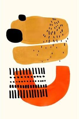 Uplift Essentials Mid Century Abstract Brush Stroke Art Minimalist Orange Watercolor Canvas Modern Wall Painting For Living Room style 16 20x30 In