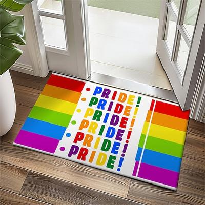 Juni Stolzmonat Schwul Stolzmonat LGBTQ LGBT Regenbogen Türmatte Rutschfest Ölbeständige Matte Innen Außen Matte Schlafzimmer Dekor Badezimmer Matte Eingangsrakete