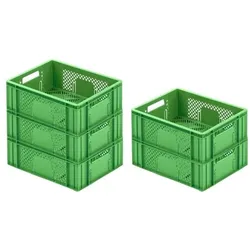 PROREGAL 5x Eurobehälter Obst- und Gemüsekasten | HxBxT 14,2x30x40cm | 13 Liter | Grün | Obst-Gemüsekiste, Obstkorb, Transportbox